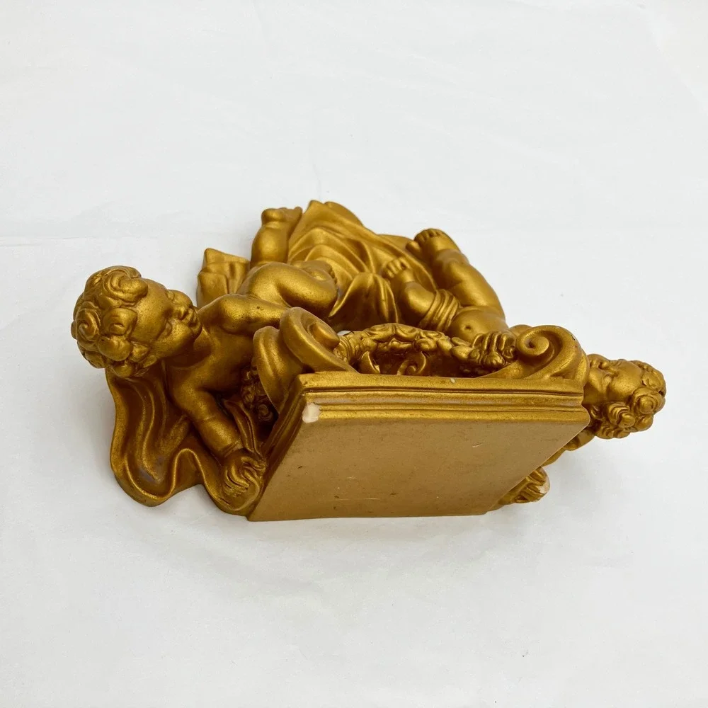 The Import Collection Wall Shelf Cherub Sconce 8x6 Gold Baroque Vintage